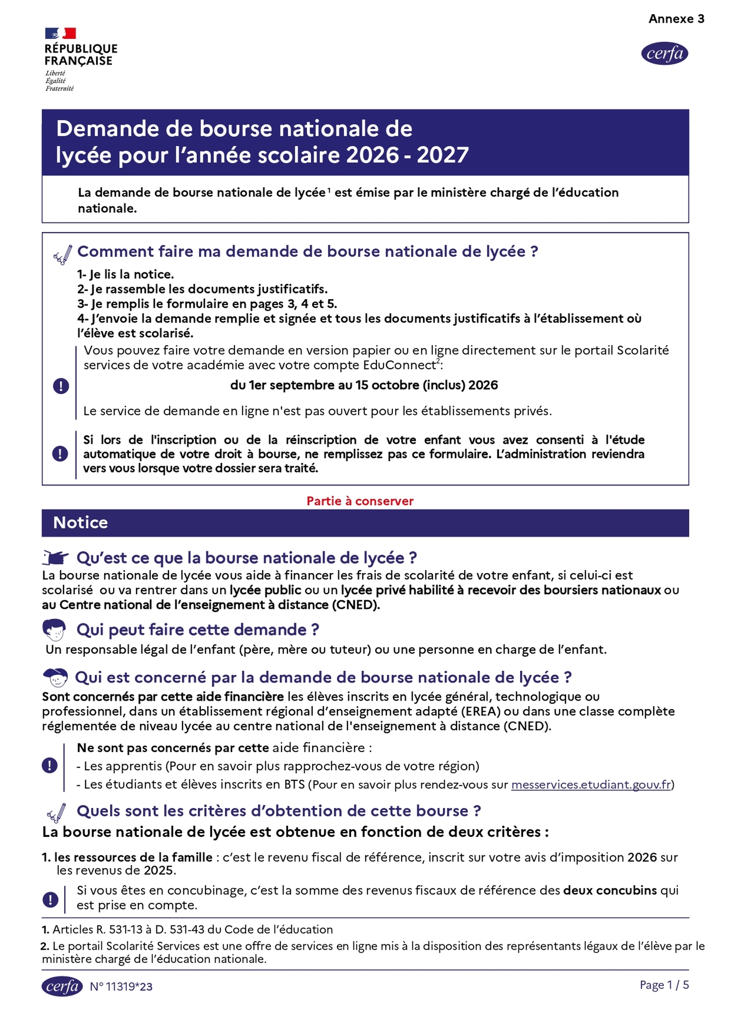 Formulaire de demande